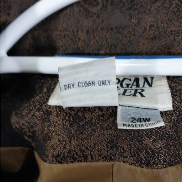 MORGAN MILLER! FAB BRONZE/BLACK ABSTRACT SWIRL PATTERN 2 PC SKIRT SUIT! SZ 24W - Picture 12 of 13